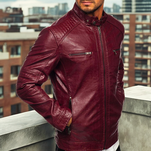 Wholesale New Fashion Men's Genuine Leather Winter <b>Jacket</b> Zipper Waterproof Windproof Breathable High Quality Customizable - Product Image 4