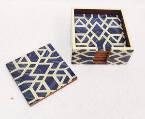 ถาดรองแก้วเกล็ดปลาฝังกระดูกพร้อมที่จับที่รองแก้วแฮนด์เมดสีดำกันลื่นถาดรองกระดูกดีไซน์เป็นเอกลักษณ์ - Product Image 4