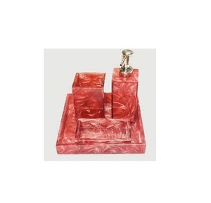 Juego de baño de resina para uso doméstico, accesorios de baño para hotel y baño con bandeja, Juego de 4 piezas, bandeja, juego de jabón y botella - Product Image 4