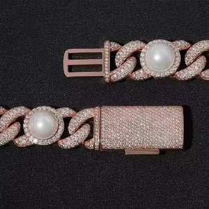 เทรนด์แฟชั่นสร้อยคอเพชร VVS Moissanite สีเงิน925สำหรับผู้ชายสร้อยคอแนวฮิปฮอปคิวบา - Product Image 3