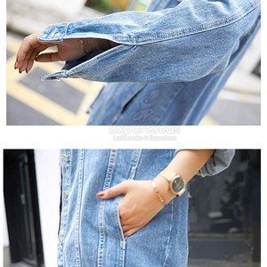 Veste en jean de qualité supérieure pour des tenues confortables Veste en jean élégante avec poches sur la poitrine et boutons sur le devant - Product Image 6