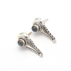 Labradorite gemstone earrings bohemian style Labradorite gemstone design dangle <b>stud</b> earrings for women earring - Product Image 2