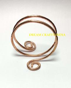 Copper Hammered Spiral Design Cuff <b>Bracelet</b> <b>for</b> Women and <b>Girl</b> Copper Wire Handcrafted Vintage Jewellery Adjustable Non Tarnish - Product Image 3
