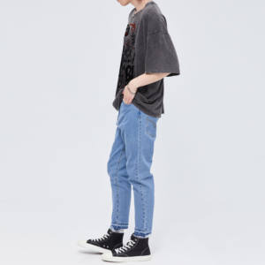 T-shirt personnalisé découpé et cousu en coton avec impression graphique T-shirt surdimensionné vintage de grande taille pour hommes - Product Image 3