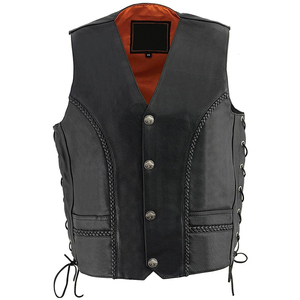 Chaleco de Cuero para Hombre con Cierre de Cremallera y Broches, Chaqueta sin Mangas de Cuero Genuino Resistente para Actividades al Aire Libre, Transpirable - Product Image 3