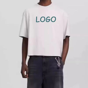 Custom Dtg Print Streetwear Graphic Tees Boxy Fit t Shirt <b>Mens</b> Vintage T Shirts Boxy Fit <b>Cropped</b> Washed Color T-shirt for <b>men</b> - Product Image 1