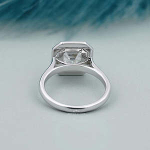 Asscher Cut <b>Diamond</b> Halo Engagement <b>Ring</b> in White Gold with Bezel Set <b>Diamond</b> <b>Rings</b> Product Category - Product Image 4