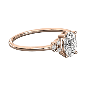 Bague de fiançailles pour femme au design unique avec diamants ronds et ovales - Product Image 5