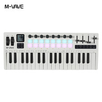M-vave SMK-37 PRO Keyboard Mini MIDI, 37 tombol sensitif kecepatan nirkabel mendukung dengan 16 RGB bantalan Drum konsol kontrol