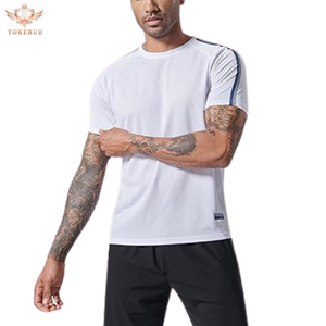 เสื้อยืดคอลูกเรือแห้งเร็วสำหรับผู้ชายเสื้อกีฬาวิ่งออกกำลังกายในยิมเสื้อแขนสั้นแบบใหม่ - Product Image 4
