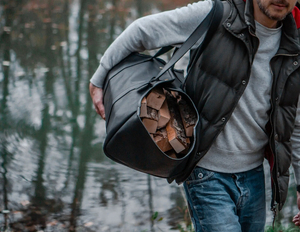 Personnalisable Durable Imperméable En Cuir Véritable Bois De Chauffage Transporteur Sac Fourre-Tout Camping Maison Porte-Bûches Logo Brodé Cheminée Bois - Product Image 5