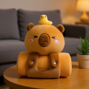 Coperta in Peluche Decorata a Forma di Capibara e Anatra, Abbigliamento e Accessori con Imbottitura in Cotone PP per Bambini 2-4 Anni Unisex - Product Image 3