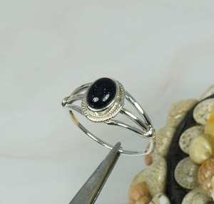 แหวนพลอยอัญมณีแกะสลักรูปวงรีทรงรีสีฟ้าแบบเรียบ925สเตอลิงซิลเวอร์ชุดแหวนแฟชั่นสำหรับสตรีจากธรรมชาติ - Product Image 6