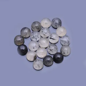 25 pcs天然黑点石英3毫米圆形凸圆形2.4毫米厚宝石2.55 Ct批量Iroc销售高品质宝石散石
