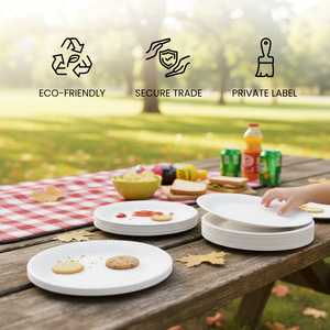 Platos de Papel Desechables Ecológicos de 26 cm, con Diseño Acanalado, Logotipo Personalizado, Biodegradables y Compostables, para Catering, Fiestas, Uso Comercial, Venta al por Mayor de Alimentos - Product Image 2