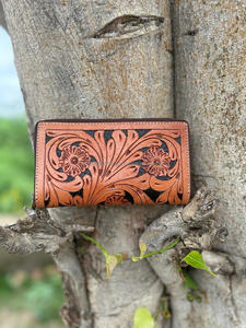 Embrague de mujer Multiusos Cartera tallada a mano Cartera de cuero genuino Embrague de fiesta Embrague de cuero hecho a mano - Product Image 2