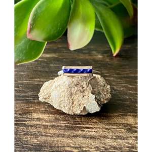 Zuni Made Sterling <b>Silver</b> Bar <b>Ring</b> Men's Geometric Fine Jewelry with <b>Emerald</b> Cut Rhodium Plating and Size 6.5 Everyday Wear - Product Image 1