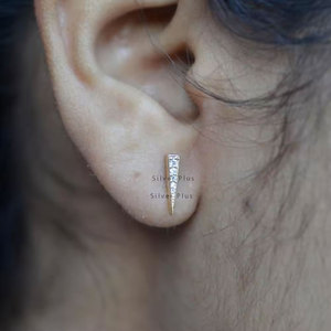 ต่างหูดีไซเนอร์ทองคําแท้ 14K ประดับด้วยเพชรคุณภาพ SI สี H - Product Image 4