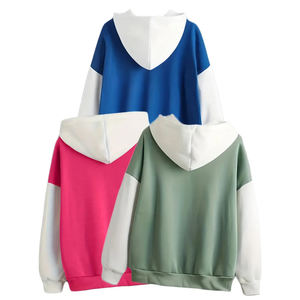 Sweat à capuche d'automne en polaire décontracté à manches longues OEM/Pull écologique en coton biologique 100% pour femmes Sweat à capuche à blocs de couleurs pour femmes - Product Image 2