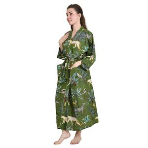 Pure Cotton Handblock Kimono Floral Boho Bath Robe Spring Summer Animal Print Beach Cover up Fashion <b>Cardigan</b> Swimsuit Cover Ups - Product Image 4