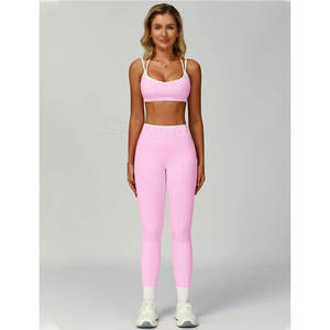 <b>Top</b> Premium Quality Custom Logo Women Active Wear Yoga <b>Leggings</b> <b>And</b> <b>Tops</b> Fitness Yoga Set - Product Image 3