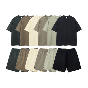Ensemble t-shirt et short grande taille personnalisés de haute qualité pour hommes imprimé High Street Style Plain Die short et chemise surdimensionnés pour hommes - Product Image 6