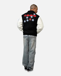 Chaqueta Varsity de Cuero con Bordado Chenille de Lujo, Totalmente Personalizada OEM, para Hombre - Product Image 3