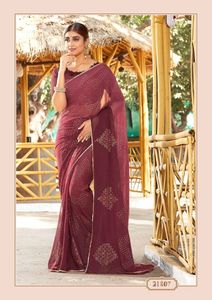 Chemisier en georgette sarie de meilleure qualité avec impression en feuille d'or et bordure en dentelle fantaisie pour femmes, approvisionnement d'usine en gros - Product Image 2