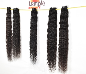 Extensions humaines brutes vierges indiennes 30 pouces faisceaux alignés sur les cuticules Temple Styles traités vague Curl lâche profonde vente en gros - Product Image 2