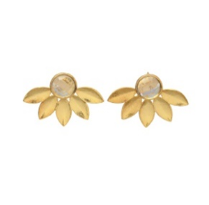 ต่างหูควอตซ์ประกายตุ้มหูทองเหลืองชุบทองและอัญมณีคริสตัล - Product Image 1