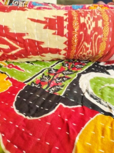 Antique Vintage Kantha <b>Quilt</b> Indian Sari Patchwork Blanket Boho <b>Handmade</b> Cotton Throw Twin Bedspread Bedding for Home Decor - Product Image 5