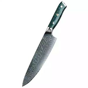 Venta al por mayor pedidos a granel personalizados OEM ODM servicio profesional japonés Damasco acero cuchillo de cocina cuchillo de Chef con mango de resina - Product Image 1