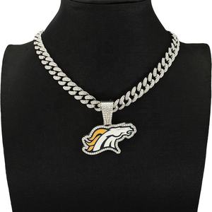 Colgante Deportivo del Equipo de Fútbol Americano NFL Denver Broncos, Estilo Hip Hop Unisex, Brillante, Chapado en Oro de 14K, Plata 925, Moissanita - Product Image 3