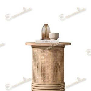 โต๊ะกาแฟหวายทันสมัยโต๊ะกลางชาไม้ไผ่ทรงกลมสำหรับห้องนั่งเล่นดีไซน์เนอร์เฟอร์นิเจอร์ทอ - Product Image 5