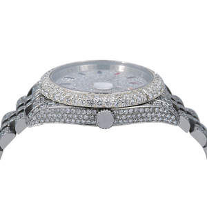Montre en quartz avec diamants en moissanite glacés de style hip-hop, sport, unisexe, logo personnalisé, boîtier en acier inoxydable plaqué or blanc, 21 mm, analogique, ETA - Product Image 3