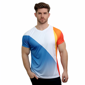 เสื้อยืดผ้าฝ้ายสำหรับผู้ชายแบบถักไซส์ใหญ่ปกติระบายอากาศได้ดีกันยูวี100% โลโก้แบรนด์ของคุณ - Product Image 1