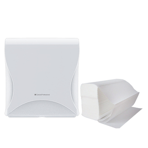 3150-PC <b>White</b> Professional Hygiene Space-Saving Cellulose <b>Hand</b> <b>Towel</b> Dispenser V/Z/C Packaging for Dry <b>Hands</b> - Product Image 1