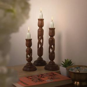 Support de pilier en bois Vintage blanc pour la décoration de la maison événements de mariage fête support de pilier minimaliste pièce maîtresse de mariage d'Inde - Product Image 6