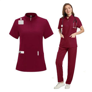 Conjunto de uniforme médico con top y pantalones de fácil ajuste, diseñado para la comodidad, la ventilación y el rendimiento diario de los profesionales médicos. - Product Image 4