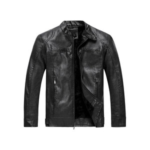 Chaqueta de la motocicleta de los hombres Negro Biker PU Chaqueta de béisbol Tallas grandes Moda Causal - Product Image 4