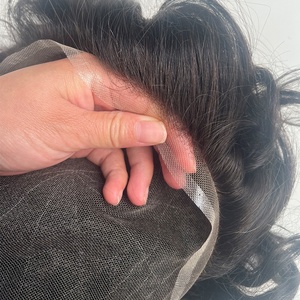 Prothèse capillaire respirante pour hommes, marron, ondulée, bouclée, texturée, en dentelle complète, toupet pour hommes 8"x10", <span class=keywords><strong>cheveux</strong></span> humains, densité 90-100, système capillaire en dentelle - Product Image 2