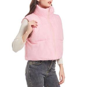 Haute qualité toile femmes veste bouffante courte sans manches imperméable à capuche détachable chapeau impression personnalisée Logo automne hiver - Product Image 6