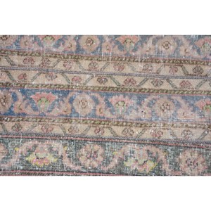 Tapis Vintage Turc Beige Bleu 3x3ft Patchwork Laine Jute Grande Surface Rectangle Couloir pour Chambre Latex Soutenu - Product Image 5