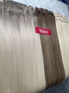 Cutícula alineada 100% Raw Virgin Vietnamita Cabello humano Trama Cinta Extensiones de cabello Colores personalizables Precios al por mayor - Product Image 2