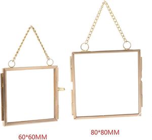 Đồng thau cổ điển đôi kính ảnh hoa khung cho treo và Bảng trang trí nội thất nhỏ khung vuông với chuỗi - Product Image 6