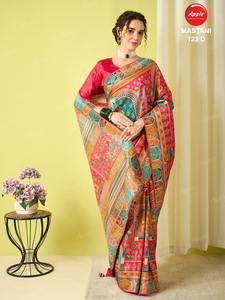 Sari en viscose pure MASTANI-123, imprimé élégant, doux et fluide, vêtement ethnique - Product Image 3