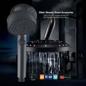 Ensemble de douche à 5 fonctions avec propulseur turbo et support réglable - Product Image 3