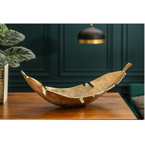 Bol à feuilles en métal doré Bol de table décoratif en métal de luxe - Product Image 1