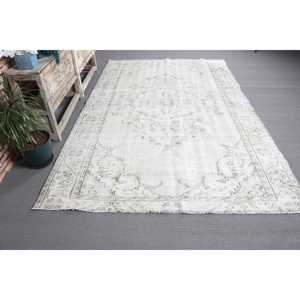 Grand tapis vintage, tapis turc 5,8x8,8 pieds, tapis en laine blanche - Product Image 3