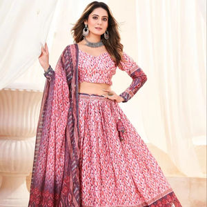 Lehenga choli คอลเล็คชั่นที่มีคุณภาพระดับพรีเมี่ยมเครื่องแต่งกายงานแต่งงานสีชมพูมีสไตล์สำหรับผู้หญิง - Product Image 1